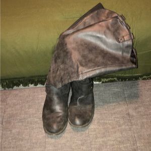 Gray wide calf boots